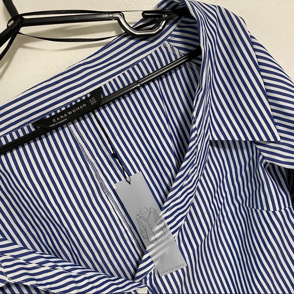 NWT Zara - striped button-up off the shoulder top - Picture 6 of 9